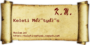Keleti Mátyás névjegykártya